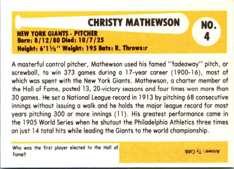 1980 SSPC HOF Christy Mathewson