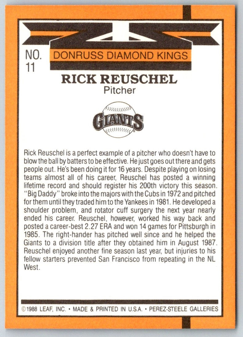 1989 Donruss Diamond King Rick Reuschel