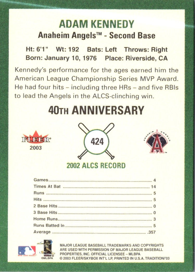 2003 Fleer Tradition Adam Kennedy