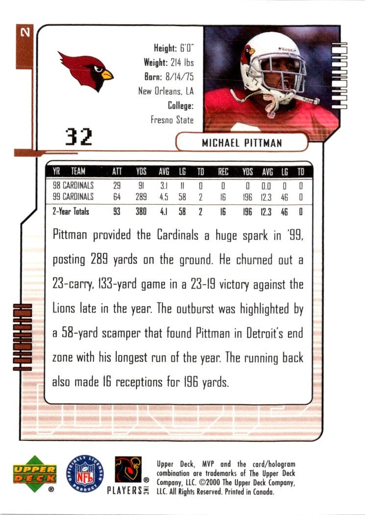 2000 Upper Deck MVP Michael Pittman