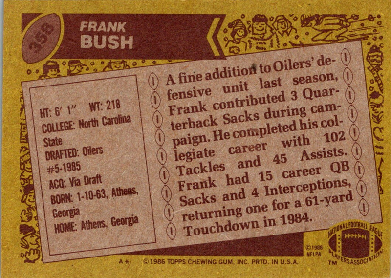 1986 Topps Frank Bush
