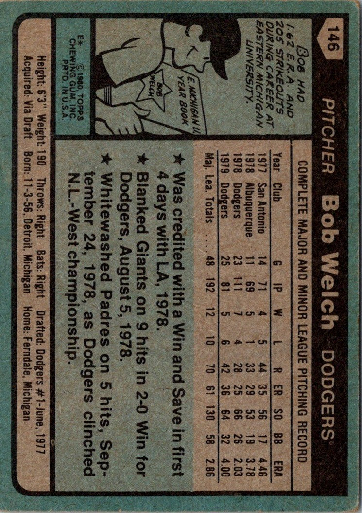 1980 Topps Bob Welch