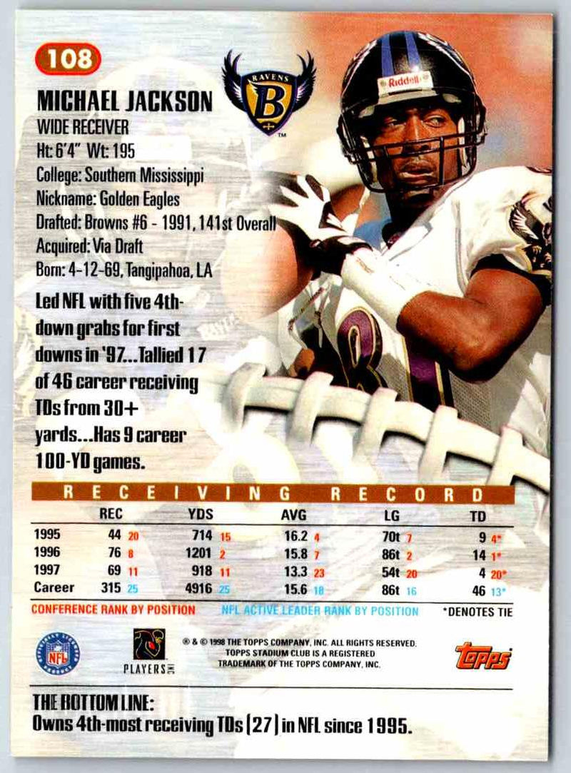 1998 Topps Stadium Club Football Michael Jackson