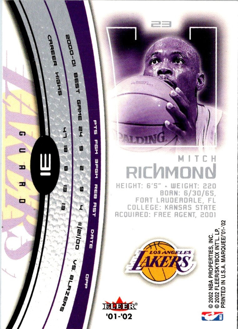 2001 Fleer Marquee Mitch Richmond