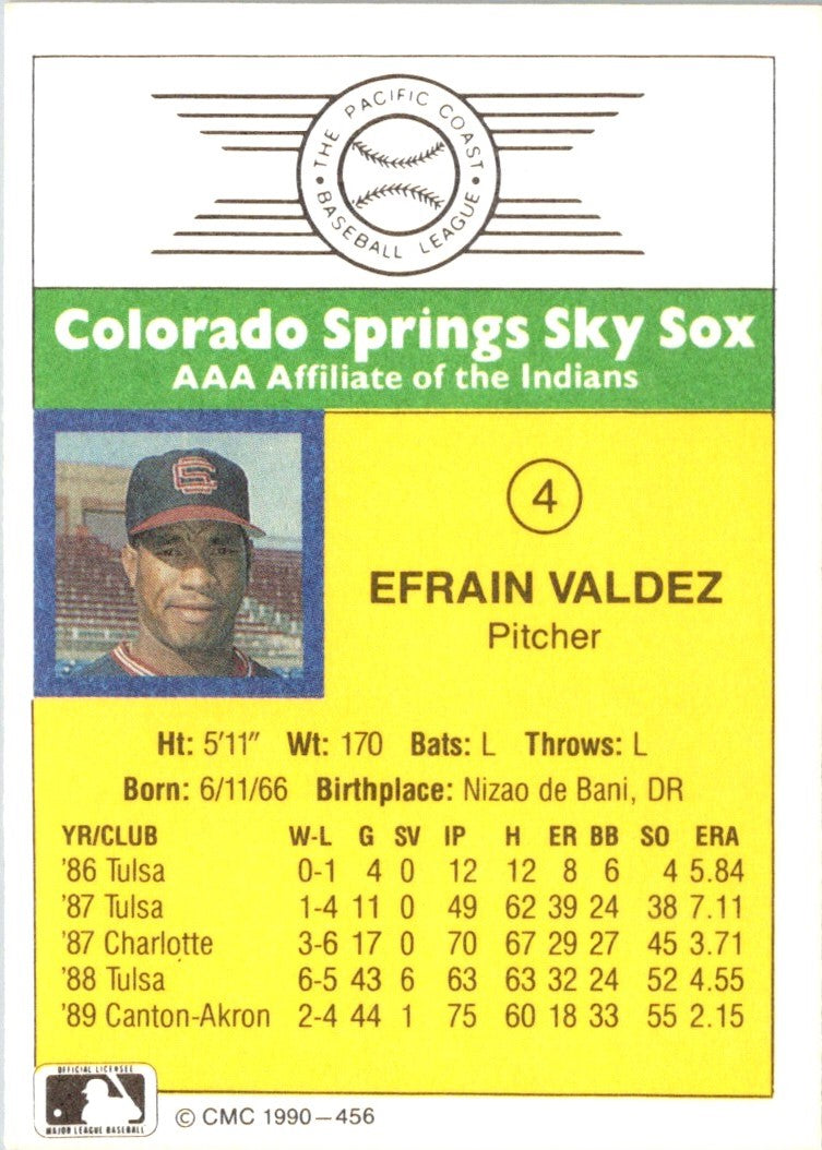 1990 CMC Colorado Springs Sky Sox Efrain Valdez