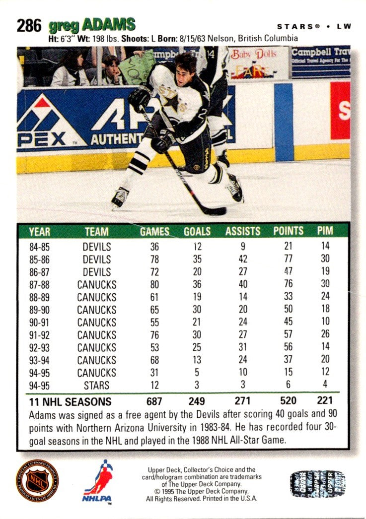 1996 Upper Deck Ice Greg Adams