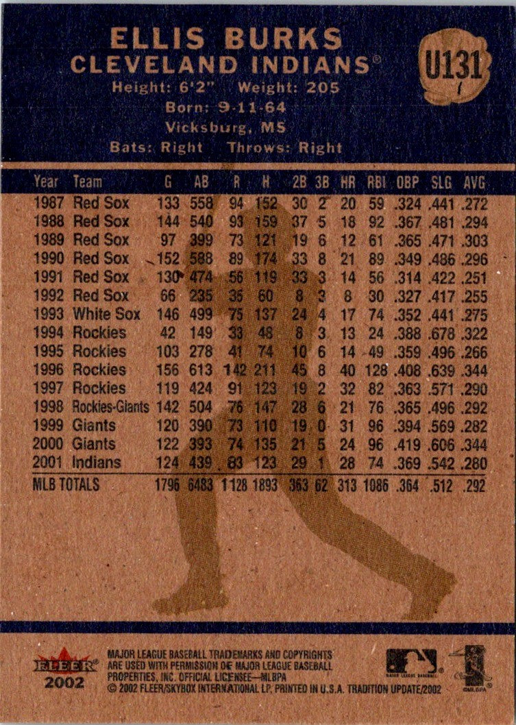 2002 Fleer Tradition Update Ellis Burks