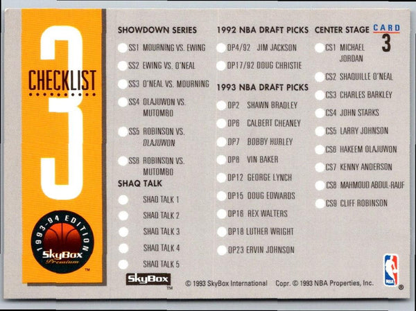 1993 SkyBox Checklist 3: 158-191 and Inserts #3