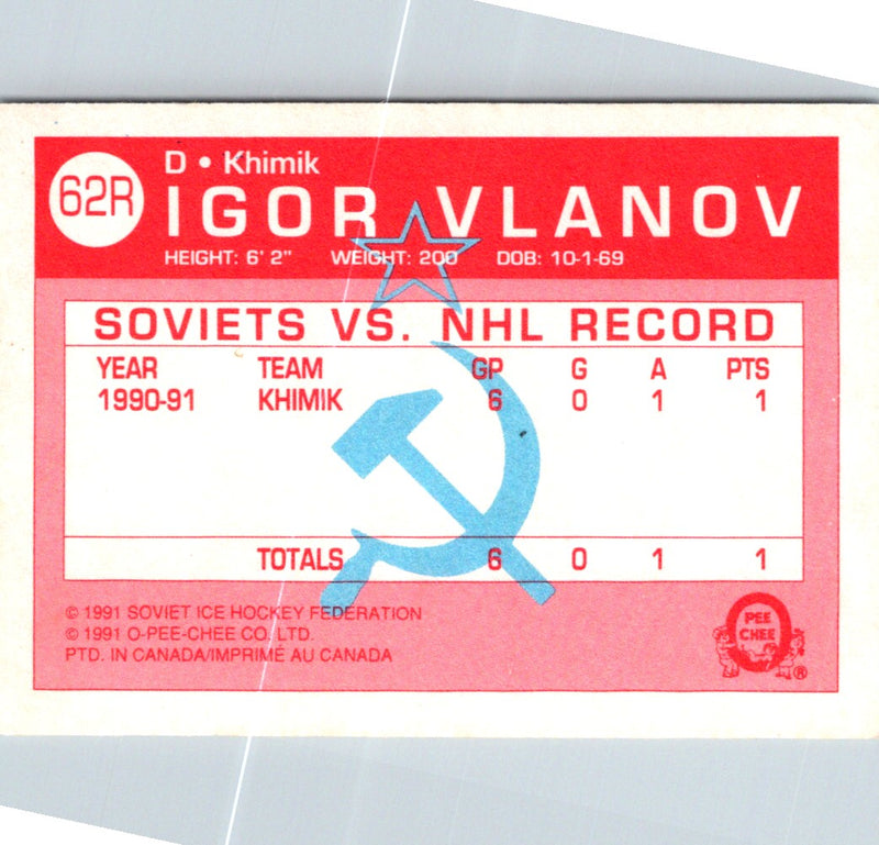 1991 O-Pee-Chee Central Red Army Igor Vlanov