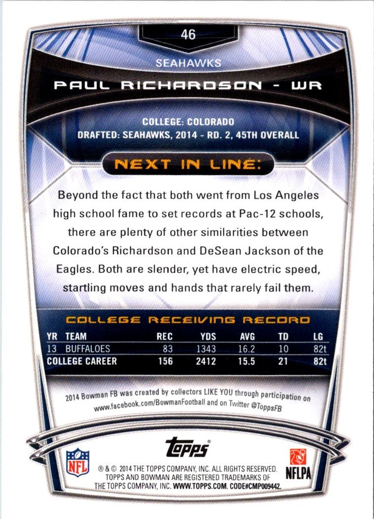 2014 Bowman Rookies Paul Richardson