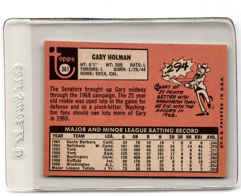 1969 Topps Gary Holman