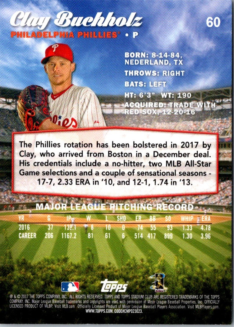 2017 Stadium Club Clay Buchholz