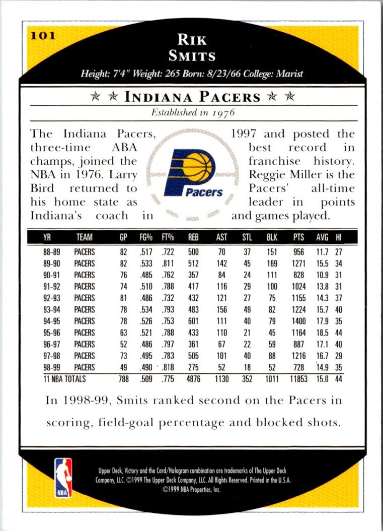 1999 Upper Deck Victory Rik Smits