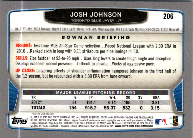 2013 Bowman Chrome Josh Johnson