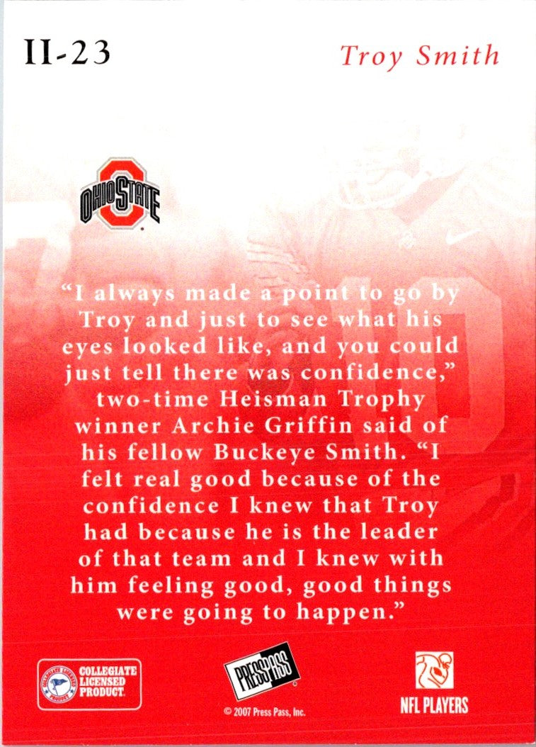 2007 Press Pass SE Insider Insight Troy Smith
