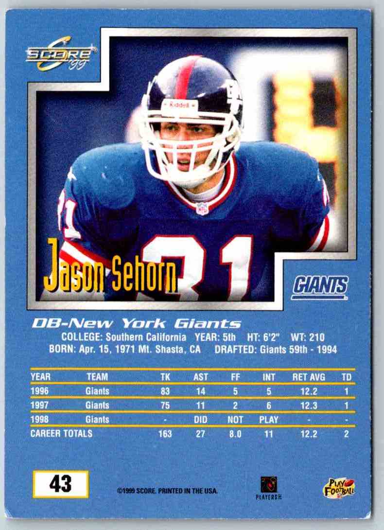 1999 Score Jason Sehorn