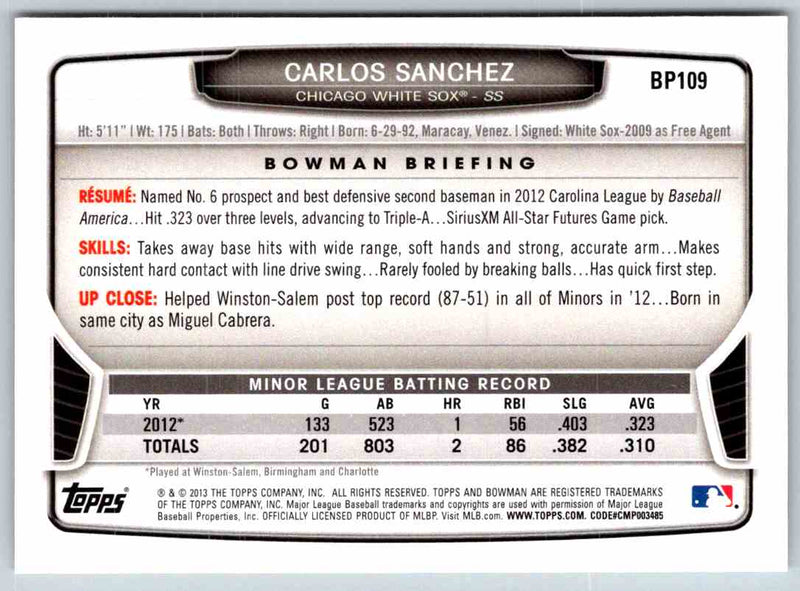 2014 Bowman Carlos Sanchez