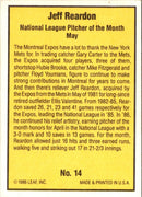 1986 Donruss Highlights Jeff Reardon