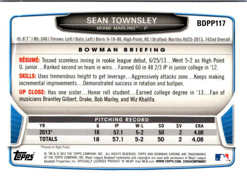 2013 Bowman Chrome Mini Sean Townsley