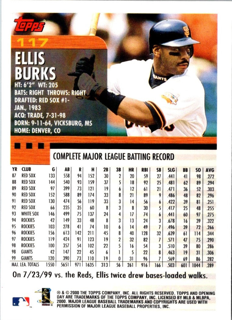 2000 Topps Opening Day Ellis Burks