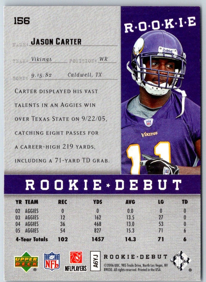 2006 Upper Deck Rookie Debut Jason Carter