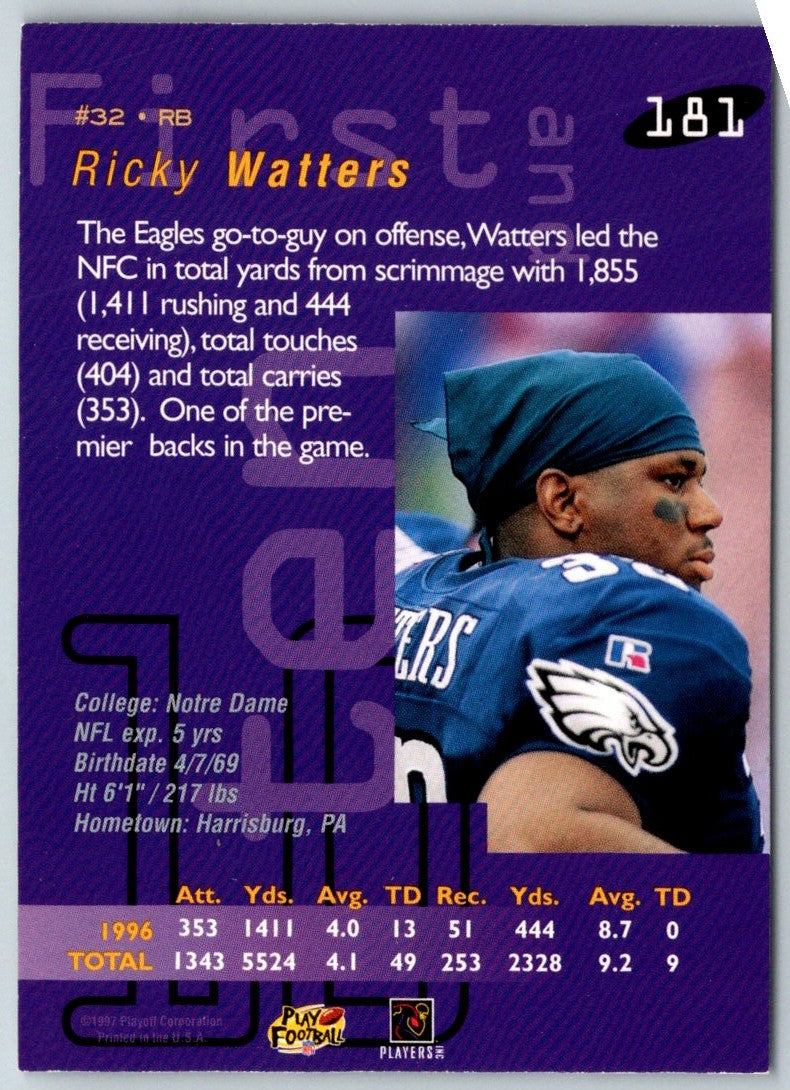 1997 Playoff First & Ten Ricky Watters