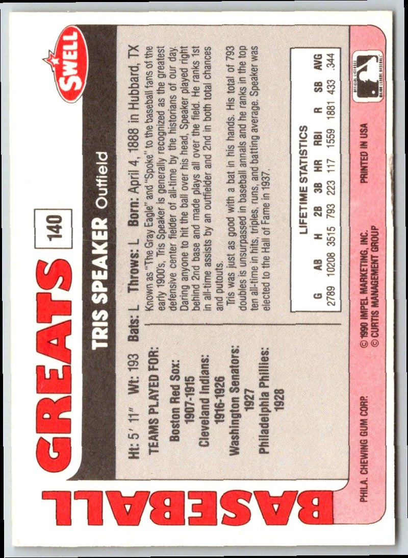 1991 Swell Baseball Greats Tris Speaker