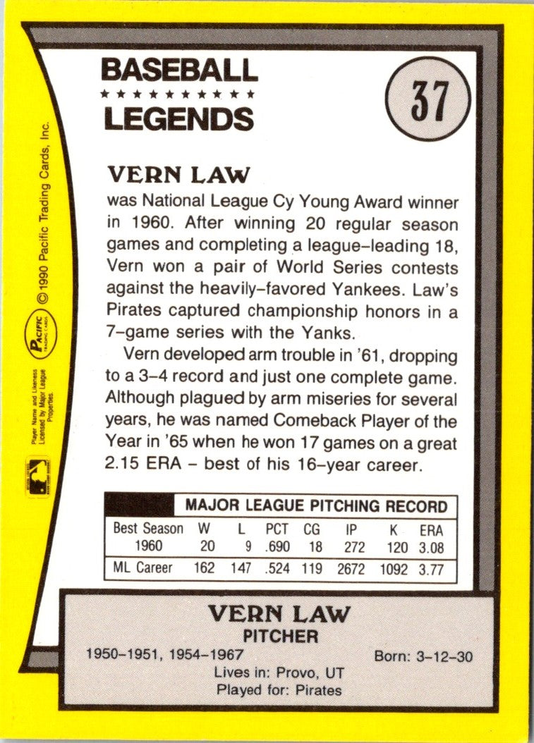 1990 Pacific Legends Vern Law