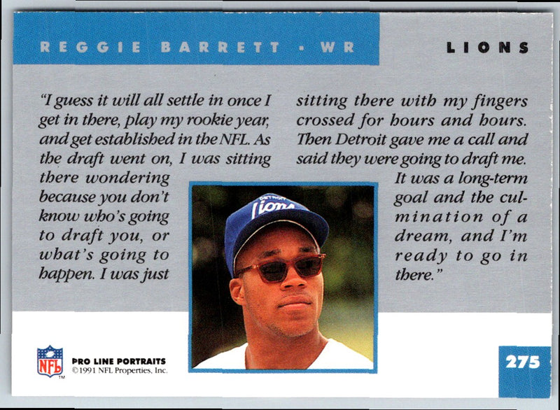 1991 Pro Line Portraits Reggie Barrett