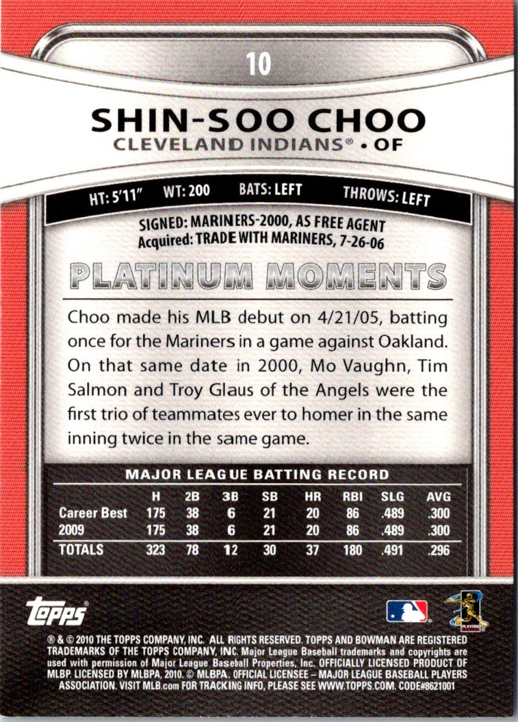 2010 Bowman Platinum Shin-Soo Choo