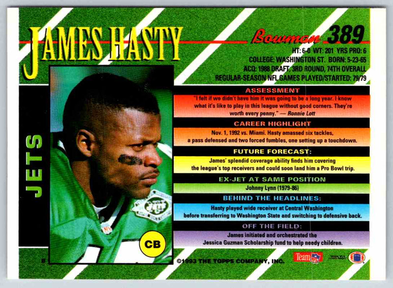 1993 Bowman Football James Hasty