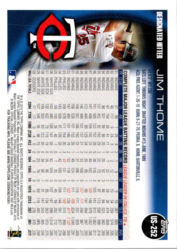 2010 Topps Update Jim Thome