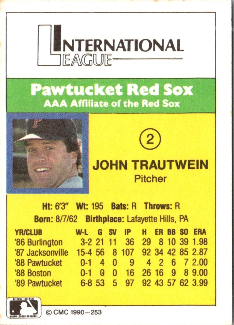 1990 CMC Pawtucket Red Sox John Trautwein