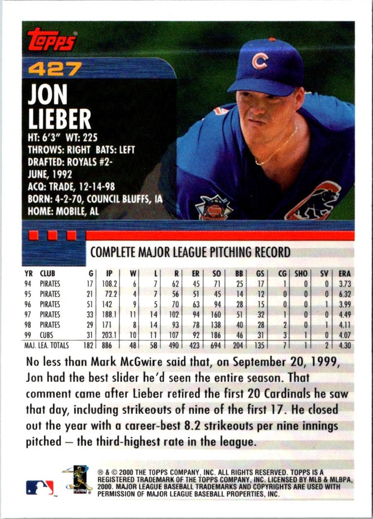 2000 Topps Jon Lieber