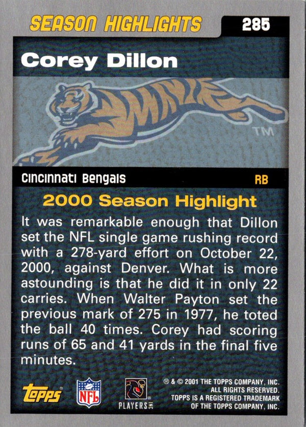 2001 Topps Corey Dillon #285