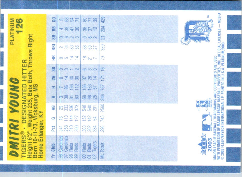 2003 Fleer Platinum Dmitri Young