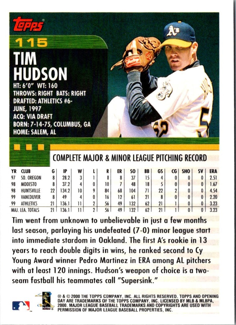 2000 Topps Opening Day Tim Hudson