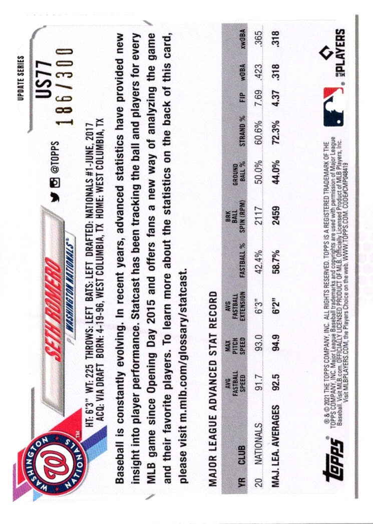 2021 Topps Seth Romero