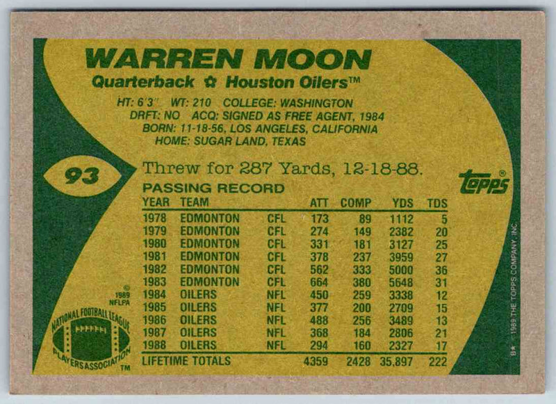 1989 Topps Warren Moon