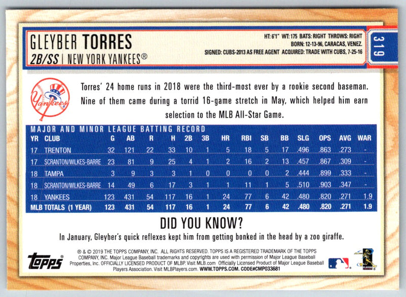 2019 Topps Big League Gleyber Torres