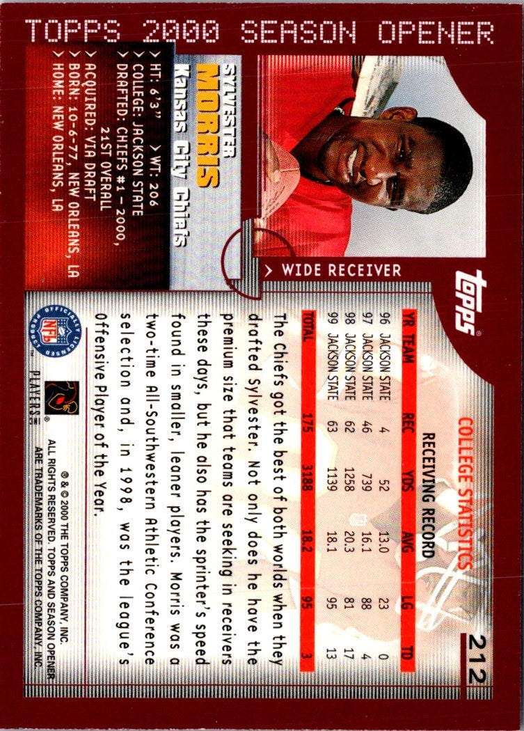 2000 Topps Season Opener Sylvester Morris