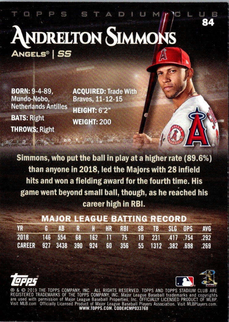 2019 Stadium Club Andrelton Simmons