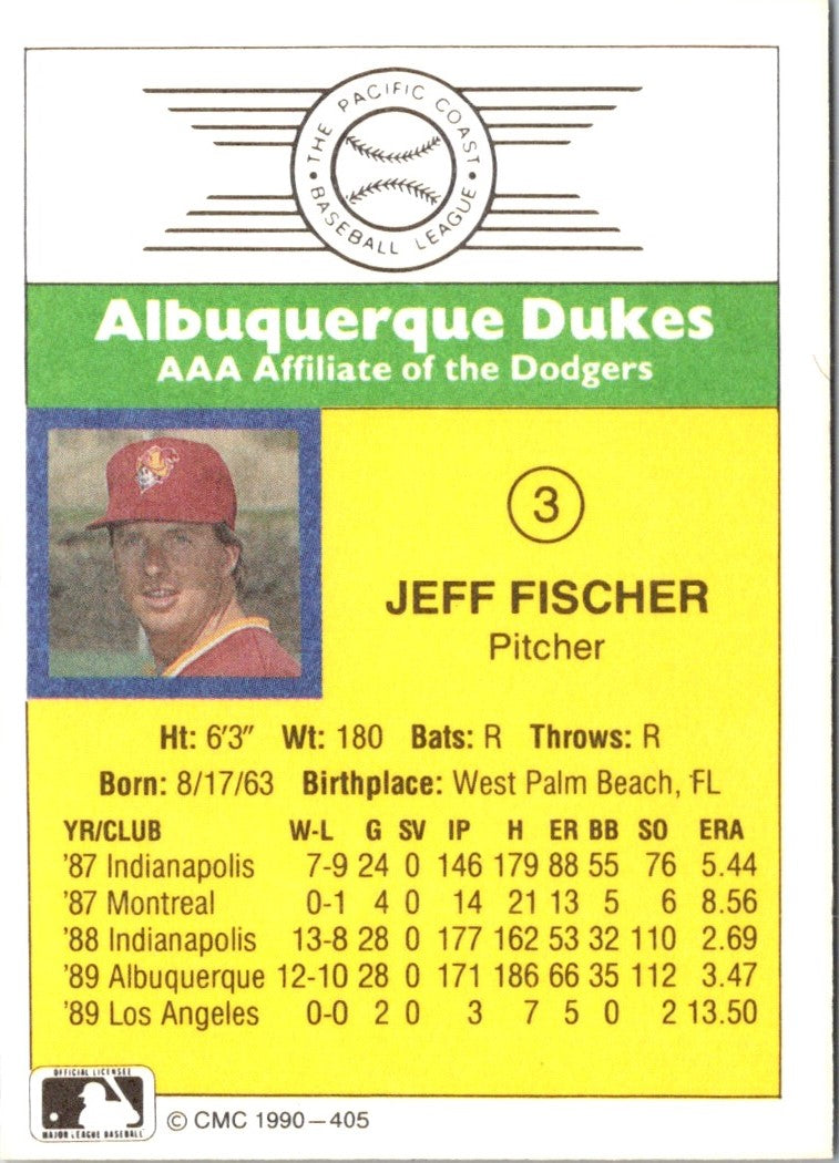 1990 CMC Albuquerque Dukes Jeff Fischer