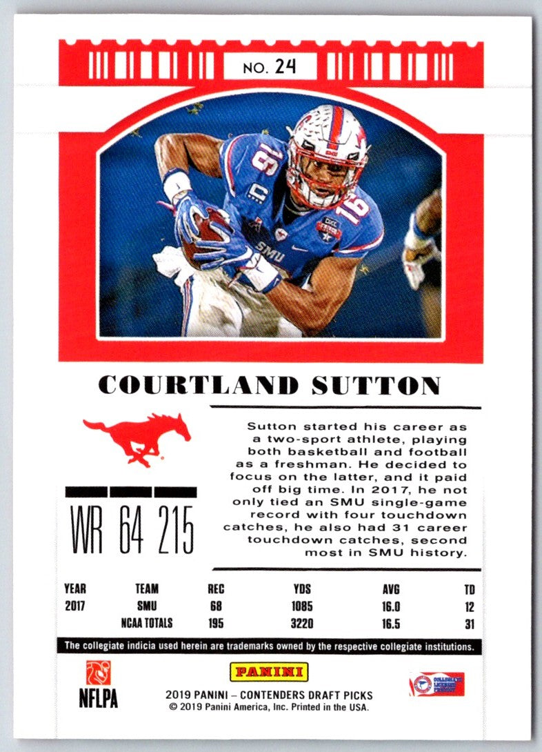 2019 Panini Contenders Draft Picks Collegiate Ticket Blue Foil Courtland Sutton