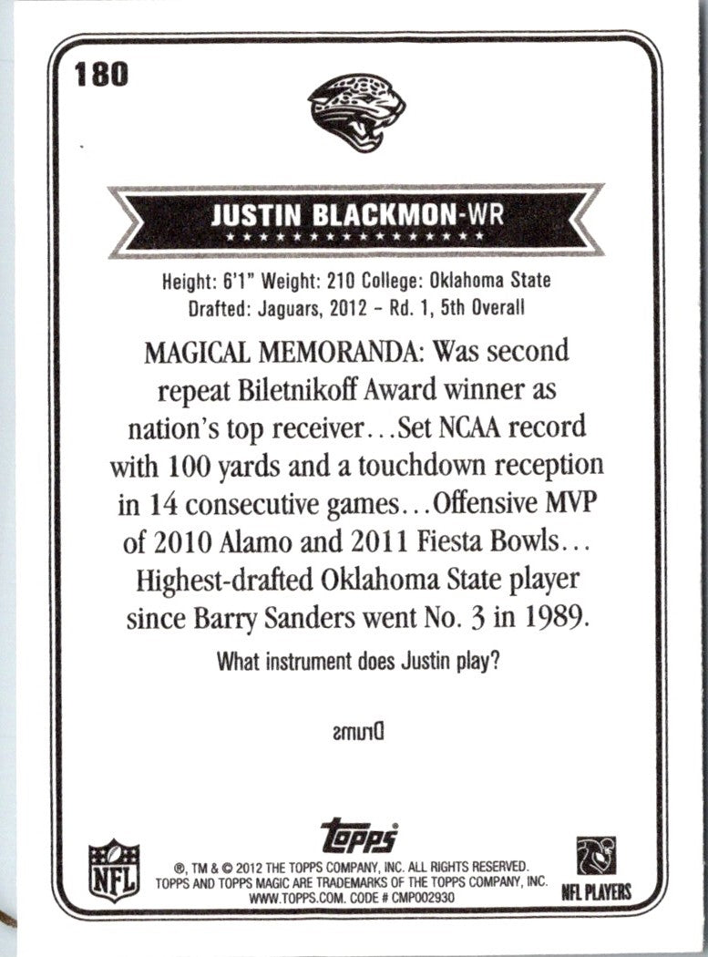 2012 Topps Magic Justin Blackmon
