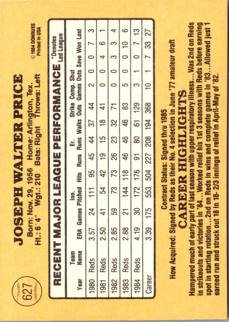 1985 Donruss Joe Price