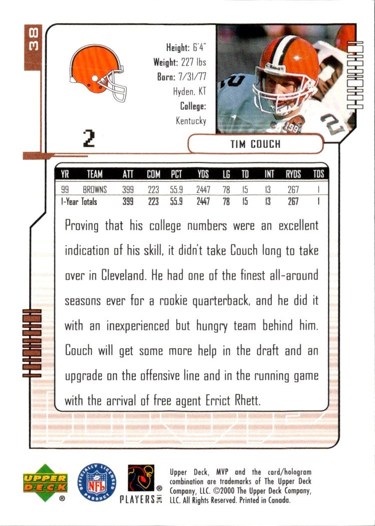 2000 Upper Deck MVP Tim Couch