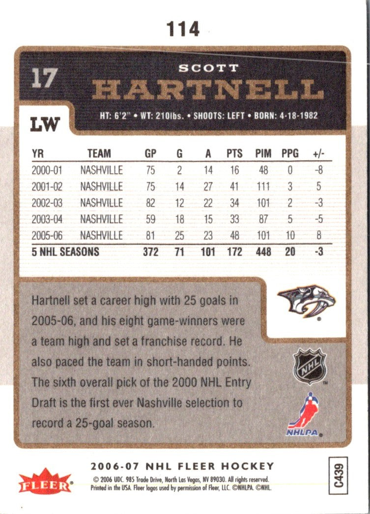 2006 Fleer Scott Hartnell