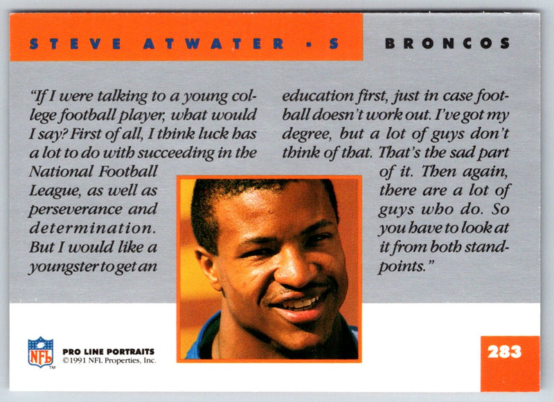 1991 Pro Line Portraits Steve Atwater
