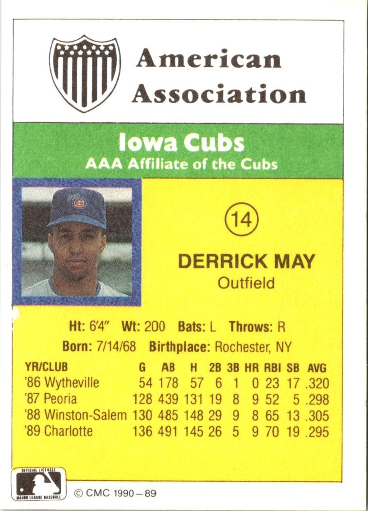 1990 CMC Iowa Cubs Derrick May